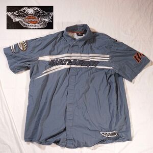 Harley Davidson Snap Button Shirt Embroidered Spell Out Logo Patches XL